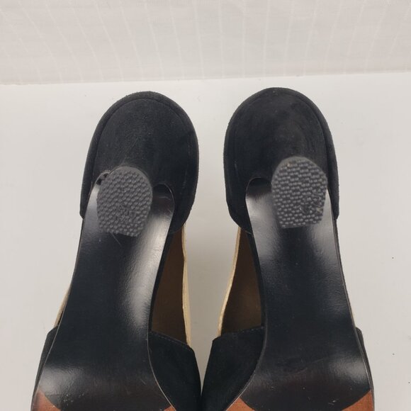 Stuart Weitzman Sz 7 Black TStrap Heels for Neiman Marcus Slits 3" Suede Shoes - Picture 10 of 16